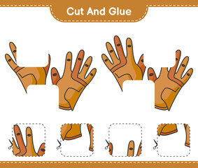 Cut and glue, cut parts of Golf Gloves and glue them. Educational children game, printable worksheet, vector illustration