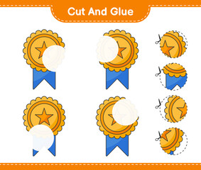 Cut and glue, cut parts of Trophy and glue them. Educational children game, printable worksheet, vector illustration