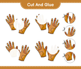 Cut and glue, cut parts of Golf Gloves and glue them. Educational children game, printable worksheet, vector illustration