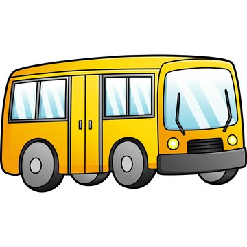 Bus Cartoon Clipart Colored Illustration
