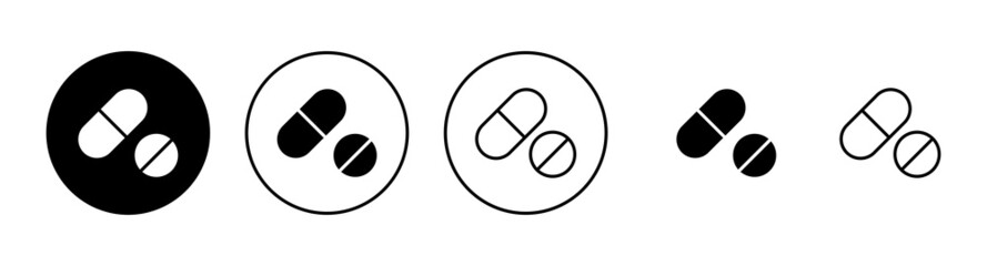 Pills icons set. capsule icon. Drug sign and symbol