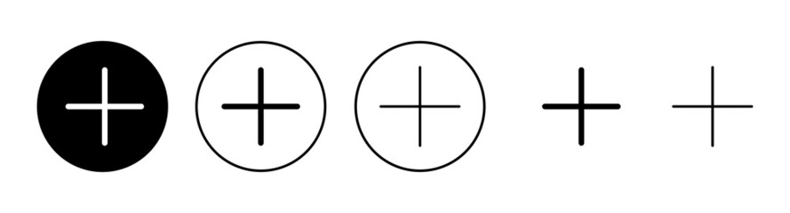 Plus Icons set. Add plus sign and symbol