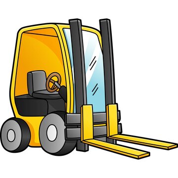 Forklift Cartoon Clipart Colored Illustration