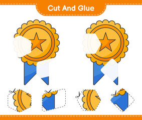 Cut and glue, cut parts of Trophy and glue them. Educational children game, printable worksheet, vector illustration