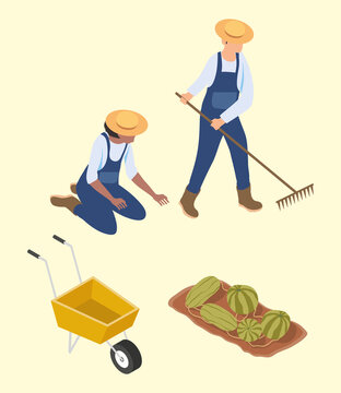 Four Isometric Farming Icons