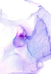 Delicate graceful curving translucent lilac wave with thin sea texture. Amazing abstract aerial pattern in nature colors. Light watercolor wallpaper for calm and relax. Seascape in fluid art technique