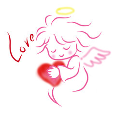 赤いハートを持つLove Angel