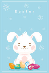 rabbit and easter eggs