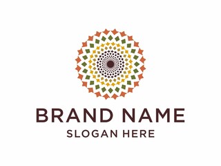 Traditional Asian Colorful Floral Pattern Stained Glass Mosaic Tiles Logo design inspiration