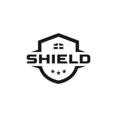 Shield home security house logo vector