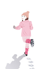 雪原を走る少女イラスト