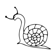 Cute cartoon snail, doodle vector illustration