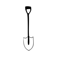Garden tool doodle icon, shovel, rake, scissors, garden and vegetable garden icon