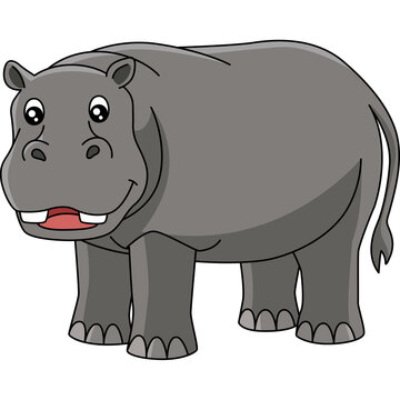 Hippo Cartoon Colored Clipart Illustration
