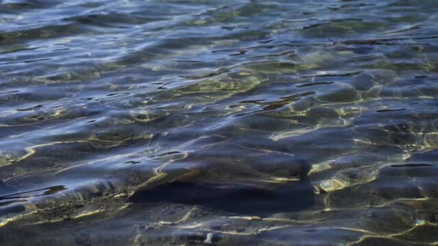 Patterns in water of Chandratal Lake, himachal Pradesh. water ripples during bright sunny day.