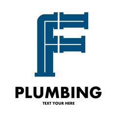 F Letter vector logo template. This design use pipe symbol. Suitable for industrial