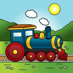 Steam Locomotive Cartoon Vehicle Illustration