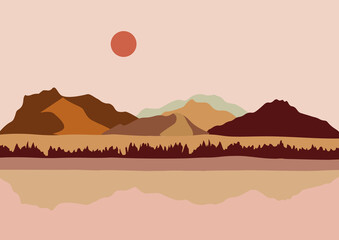 The Mountains Abstract Landscape. The 'Mountains' Collection with day and night landscape maker shapes, abstract colours, pre-made posters to create unique and home decor, blogging, posters.