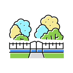 park and garden city landscape color icon vector illustration