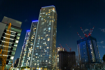 Fototapeta na wymiar Night view of high-rise condominiums in Tokyo, Japan_68