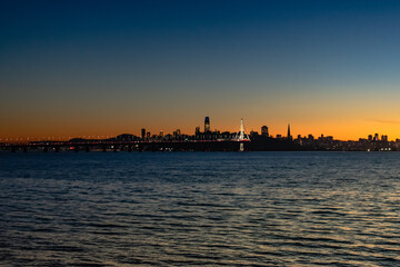 Night view of San Francisco Bay and the city skyline