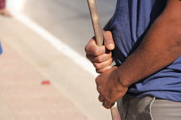 carpenter measuring wood plank