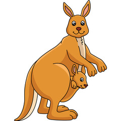Kangaroo Cartoon Colored Clipart Illustration