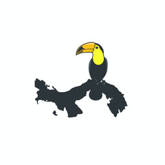 illustration of beautiful birds in panama, panama map and bird icon.