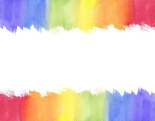 虹色のフレーム　多様性　水彩イラスト