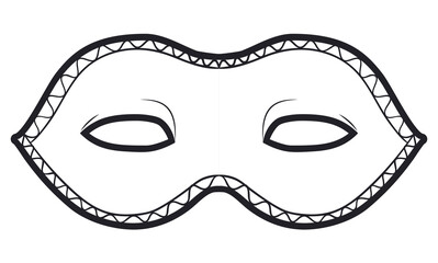 Simple Colombina mask design in outline for coloring activities, Vector illustration