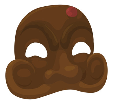 Brown Arlecchino mask with bump for Venice's Carnival, Vector illustration