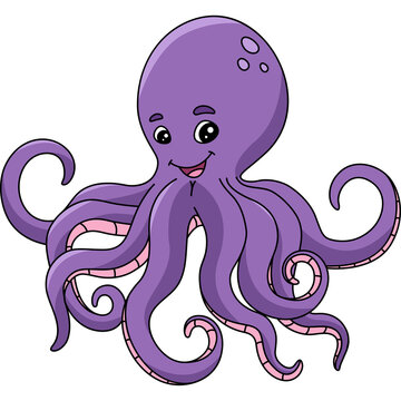 Octopus Cartoon Colored Clipart Illustration