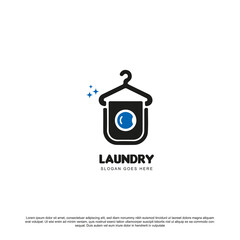 Laundry Logo, Washing Machine and Hanger, Laundry Washer vector