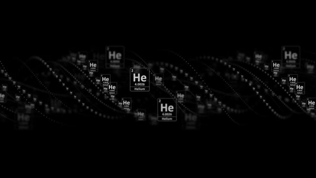 HELIUM Molecule Symbol, Chemistry Periodic Table, Animation, Background, Rendering, Loop
