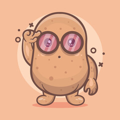 genius potato vegetable character mascot with think expression isolated cartoon in flat style design