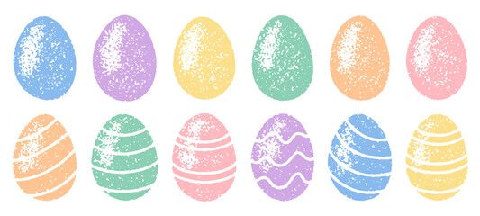 Set of Easter egg stamps with grainy texture