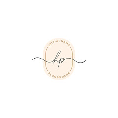 H P HP Initial handwriting logo template vector