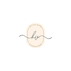 H V HV Initial handwriting logo template vector