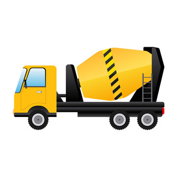 cement mixer truck cartoon vector illustration isolated object