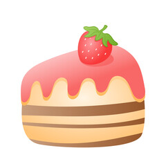 sliced strawberry cheese cake cartoon vector illustration isolated object