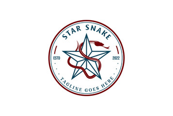 Retro Vintage Star Snake Badge Emblem Label Logo Design Vector