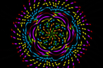 Sparkling colorful rainbow stars flower art pattern caleidoscope of culture traditional tenun batik ethnic for wallpaper ads background 