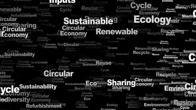 CIRCULAR ECONOMY Keywords Animation, Background, Loop, 4k
