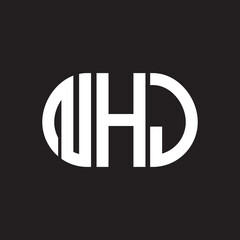 NHJ letter logo design on black background. NHJ creative initials letter logo concept. NHJ letter design.