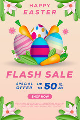easter flash sale vertical banner with 3d illustration