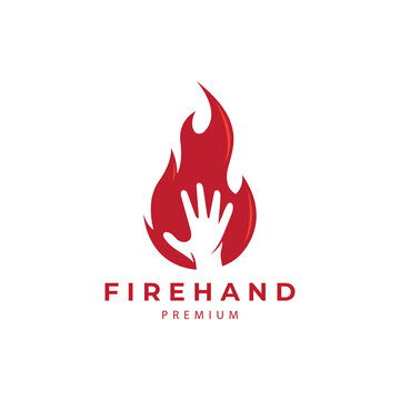 hand and fire logo power vector icon symbol illustration design