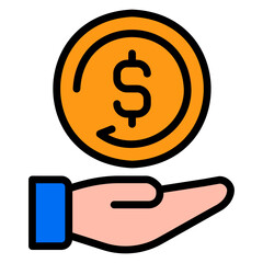 Icon cashback filled line color icon. Can be used for digital product, presentation, print design and more.