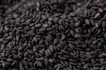Close-up black sesame seeds texture background