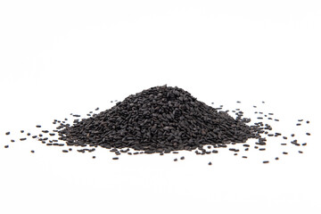black sesame seeds  isolated on white background
