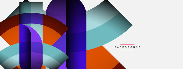 Geometric abstract background. Round shapes, circles, lines composition for wallpaper banner background or landing page